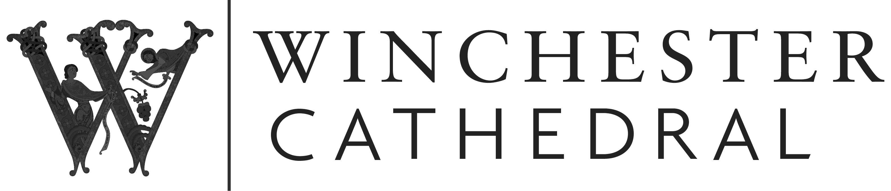 Winchester cathedral logo, with a stag to the left.