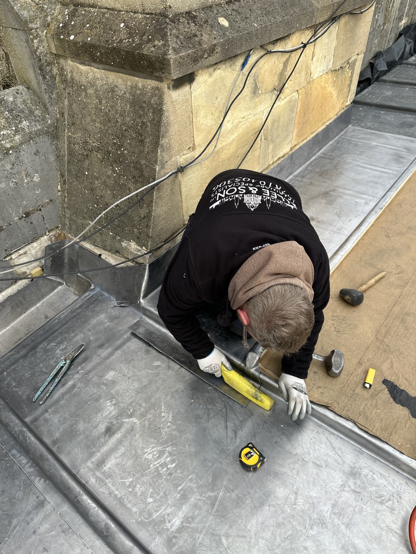 Leadwork being dressed